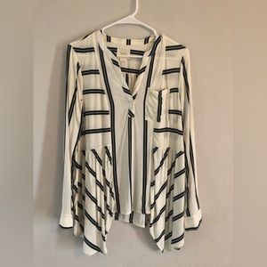 Maeve Ivory/Black stripe blouse